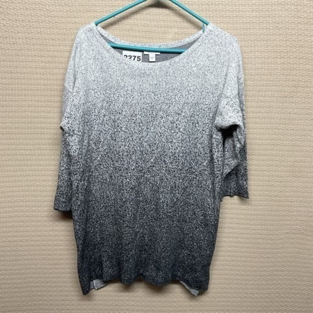 Pure Jill Gray Gradient Ombre Speckled Knit BoatNeck Sweater Tunic Women L China